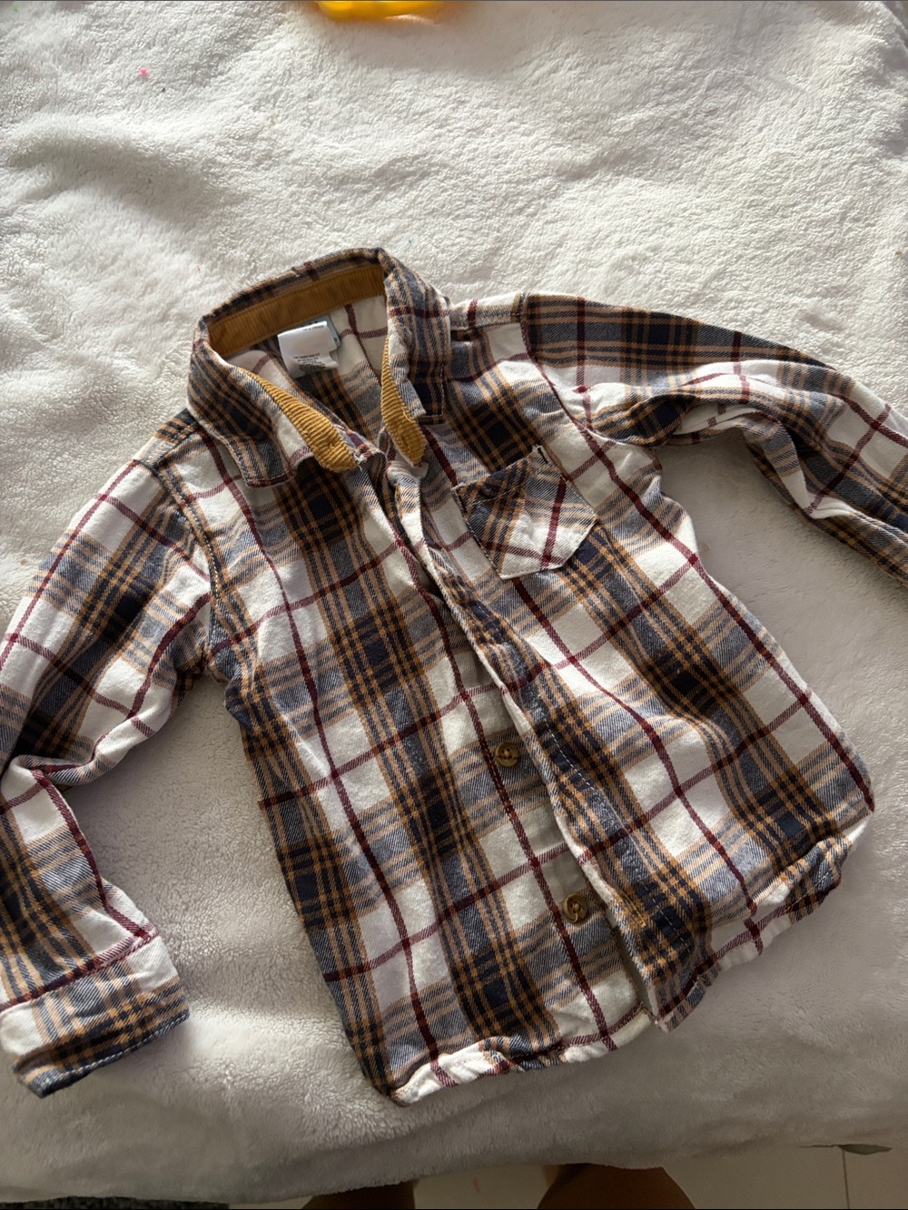 Kids Plaid Button-Up Shirt - White & Brown